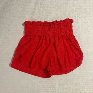 Free People Movement Red High-Waist Shorts